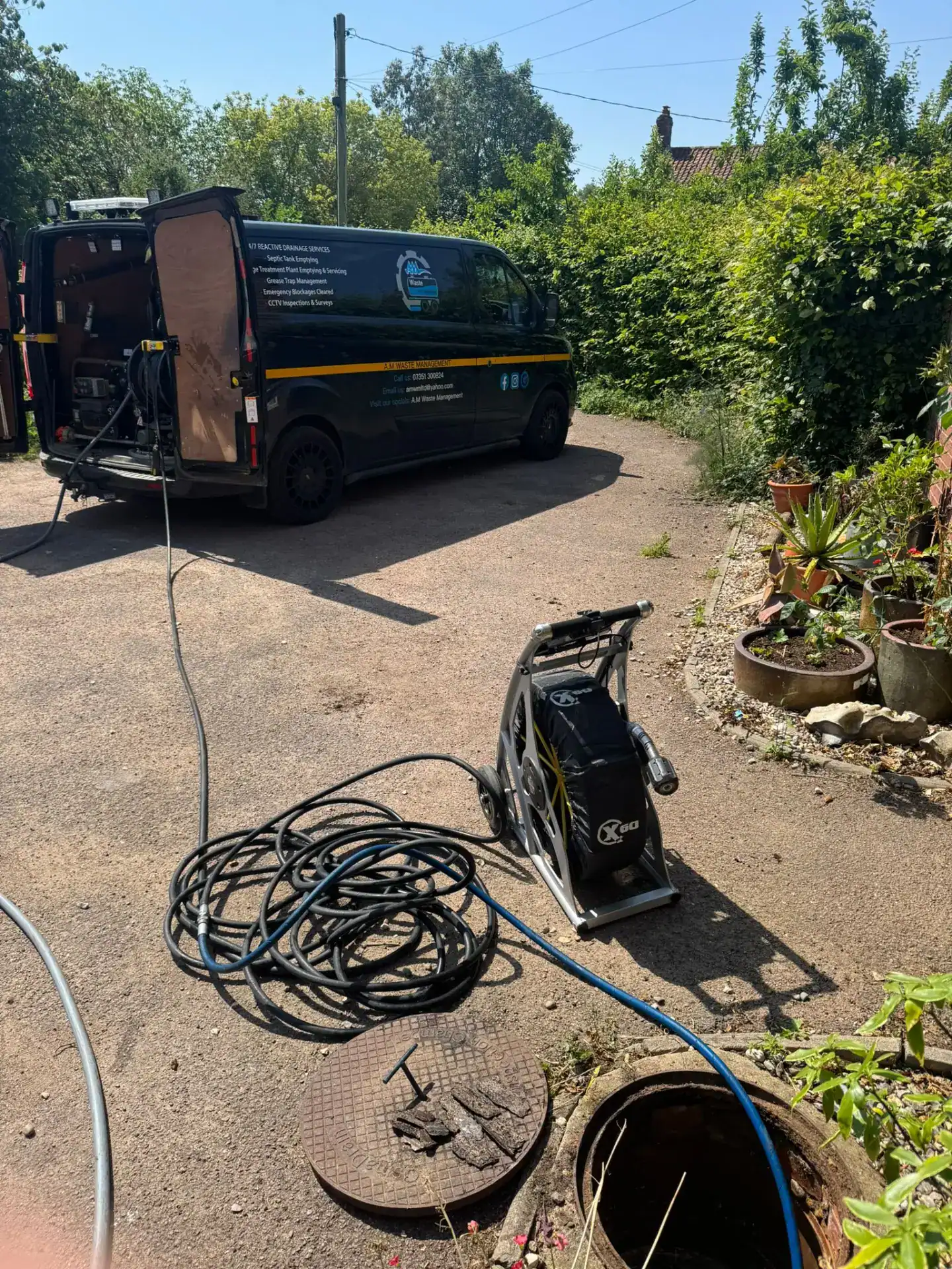 Emergency Drainage King's Lynn CCTV drain survey being carried out by AM Waste Management using specialist drain inspection equipment to investigate underground drainage issues.
