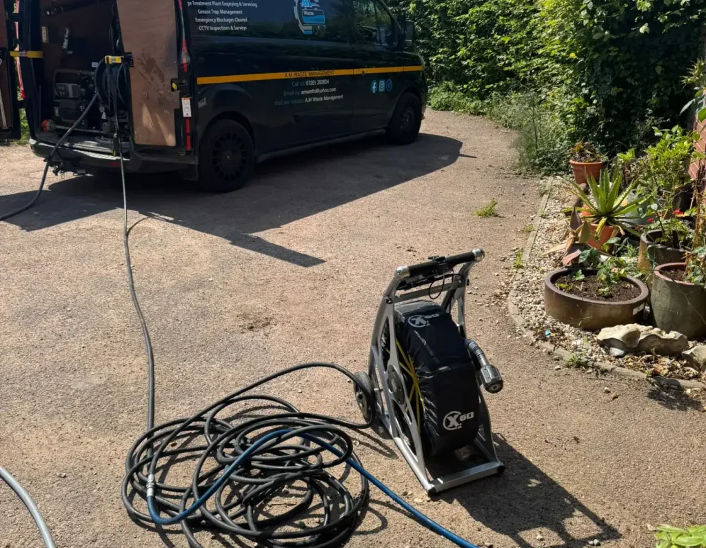 Emergency Drainage King's Lynn CCTV drain survey being carried out by AM Waste Management using specialist drain inspection equipment to investigate underground drainage issues.
